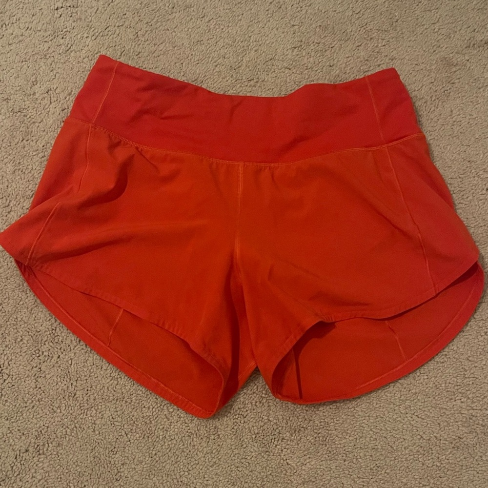 coral lululemon shorts
